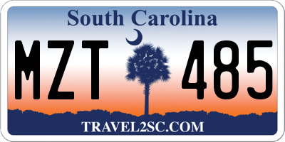 SC license plate MZT485
