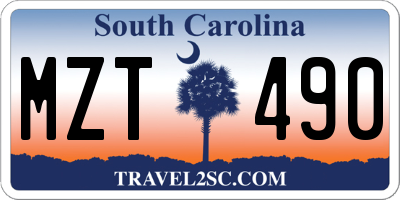 SC license plate MZT490