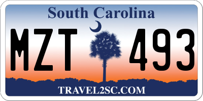 SC license plate MZT493