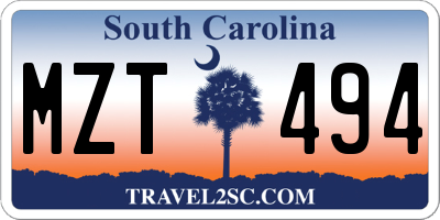 SC license plate MZT494