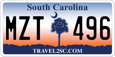 SC license plate MZT496