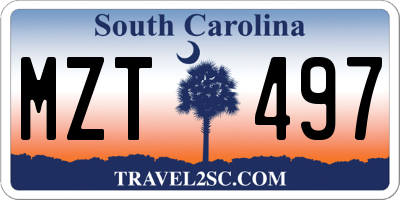 SC license plate MZT497