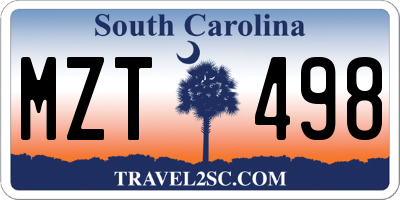 SC license plate MZT498