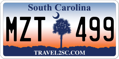 SC license plate MZT499