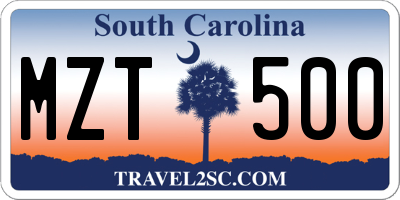 SC license plate MZT500