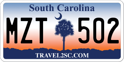 SC license plate MZT502