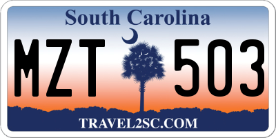 SC license plate MZT503