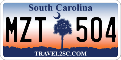 SC license plate MZT504