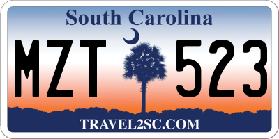 SC license plate MZT523