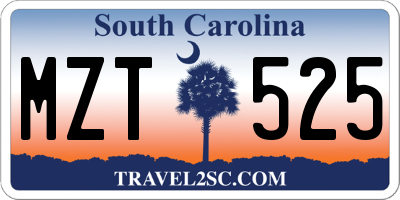 SC license plate MZT525