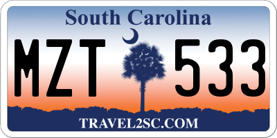 SC license plate MZT533