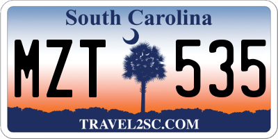 SC license plate MZT535