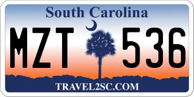 SC license plate MZT536