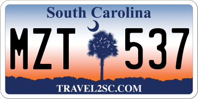 SC license plate MZT537