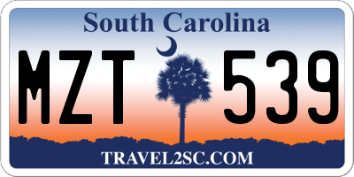 SC license plate MZT539