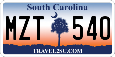 SC license plate MZT540