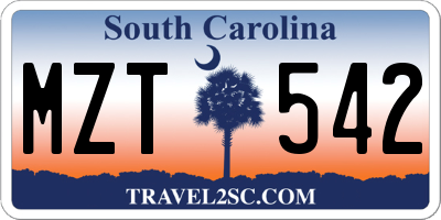 SC license plate MZT542