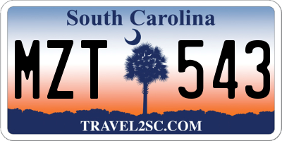 SC license plate MZT543