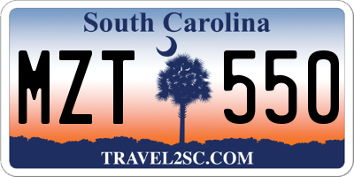 SC license plate MZT550