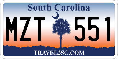 SC license plate MZT551
