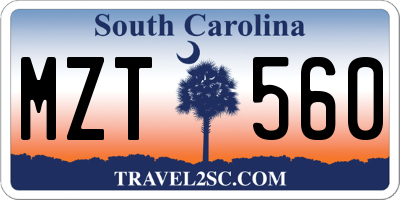SC license plate MZT560