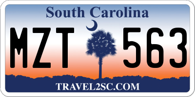 SC license plate MZT563