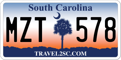 SC license plate MZT578