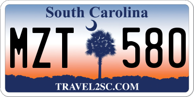 SC license plate MZT580