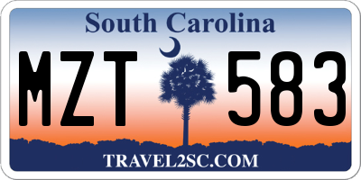 SC license plate MZT583