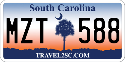 SC license plate MZT588