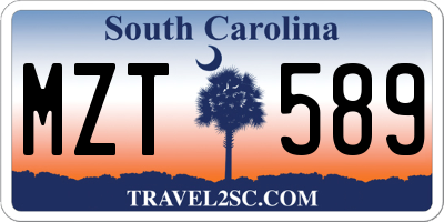 SC license plate MZT589