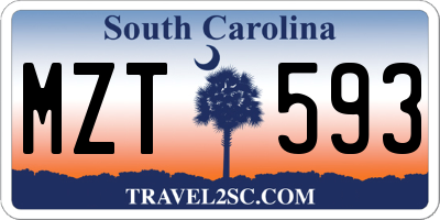 SC license plate MZT593