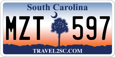 SC license plate MZT597