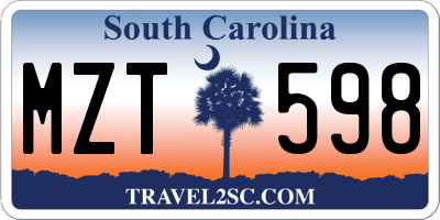 SC license plate MZT598