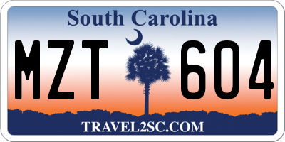 SC license plate MZT604