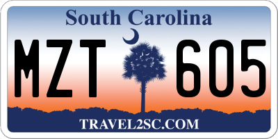 SC license plate MZT605