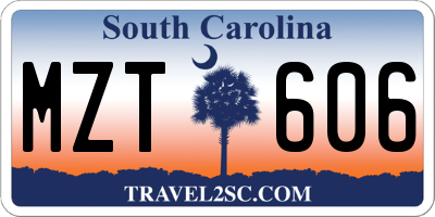 SC license plate MZT606