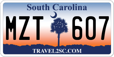 SC license plate MZT607