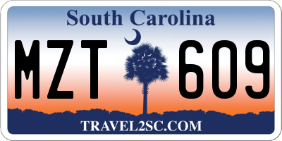 SC license plate MZT609