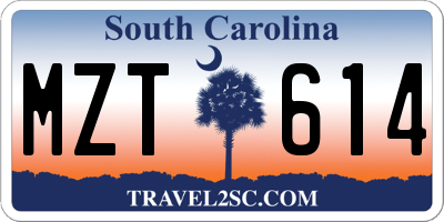 SC license plate MZT614