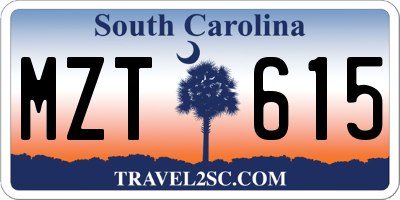 SC license plate MZT615