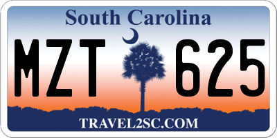 SC license plate MZT625