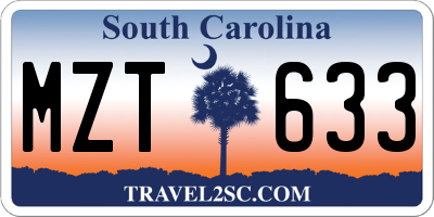 SC license plate MZT633