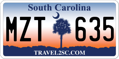SC license plate MZT635