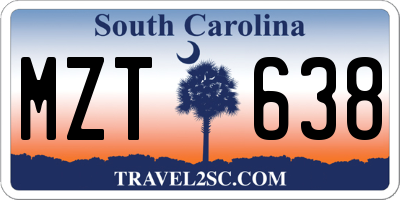 SC license plate MZT638