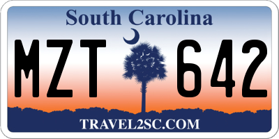 SC license plate MZT642