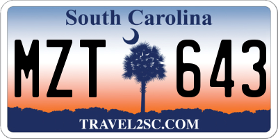 SC license plate MZT643