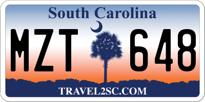 SC license plate MZT648