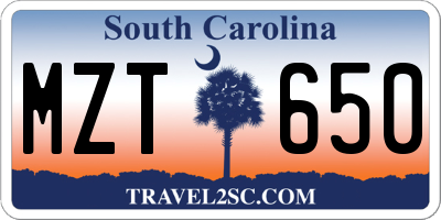 SC license plate MZT650