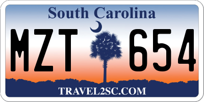SC license plate MZT654